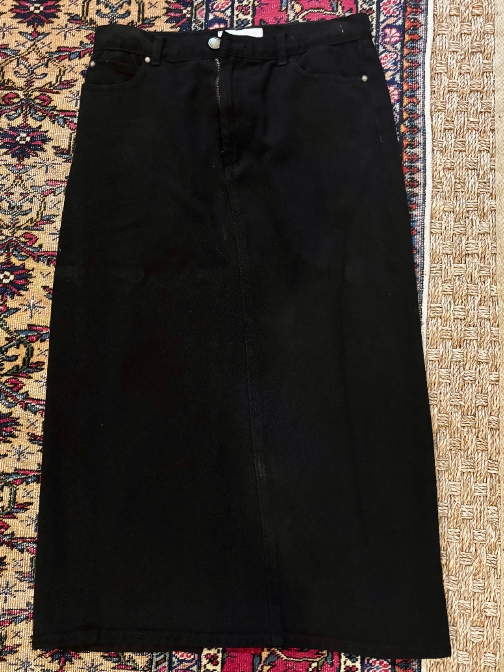The Great black midi Jean skirt